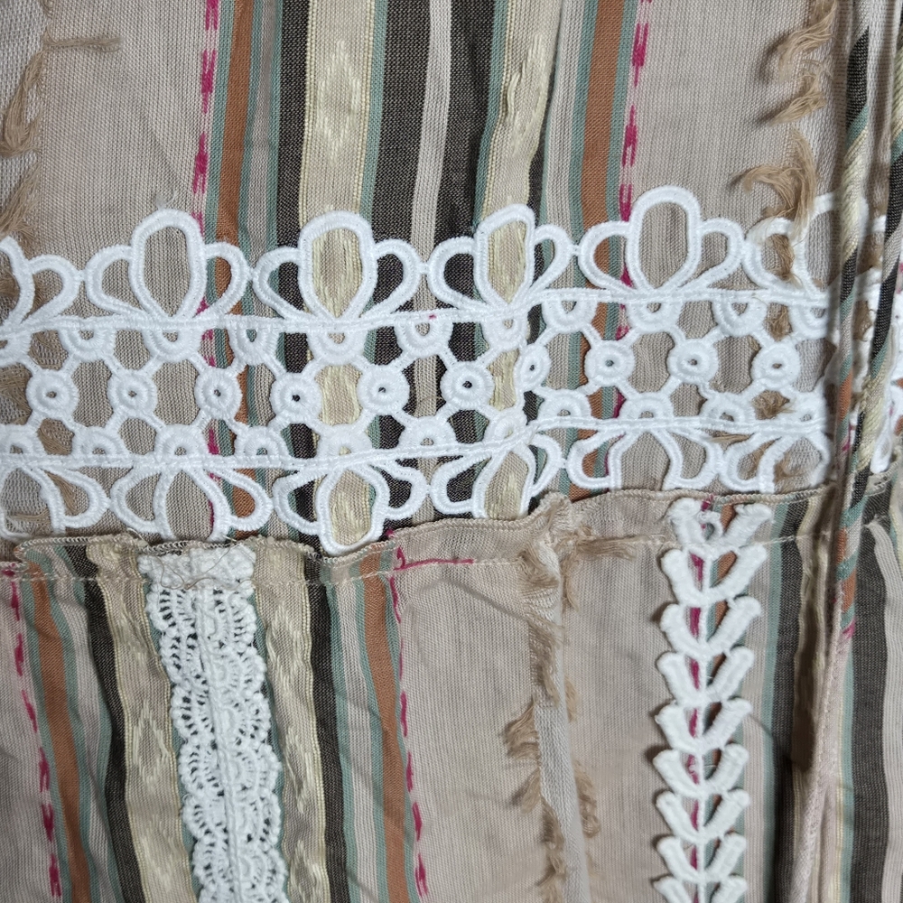 Anthropologie Hemant & Nandita‎ Pixie Boho Printed Fringe Long Maxi Dress Large - Picture 5 of 12